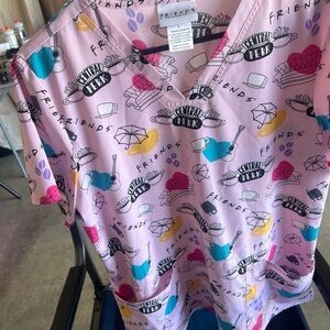 Friends TV Show Pink Scrub Top